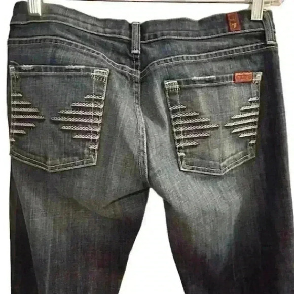 7 For All Mankind Women's Bootcut Jeans Size 28 Dark Blue Stretch Denim - Picture 10 of 16
